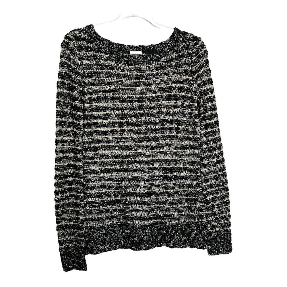 Harley Davidson Womens Black Sequin Striped Knit Pullover‎ Sweater Size Small